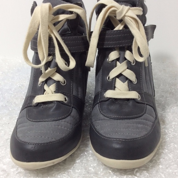 Wedge Ankle Tie Shoe Boot Sz 8 - Picture 8 of 13